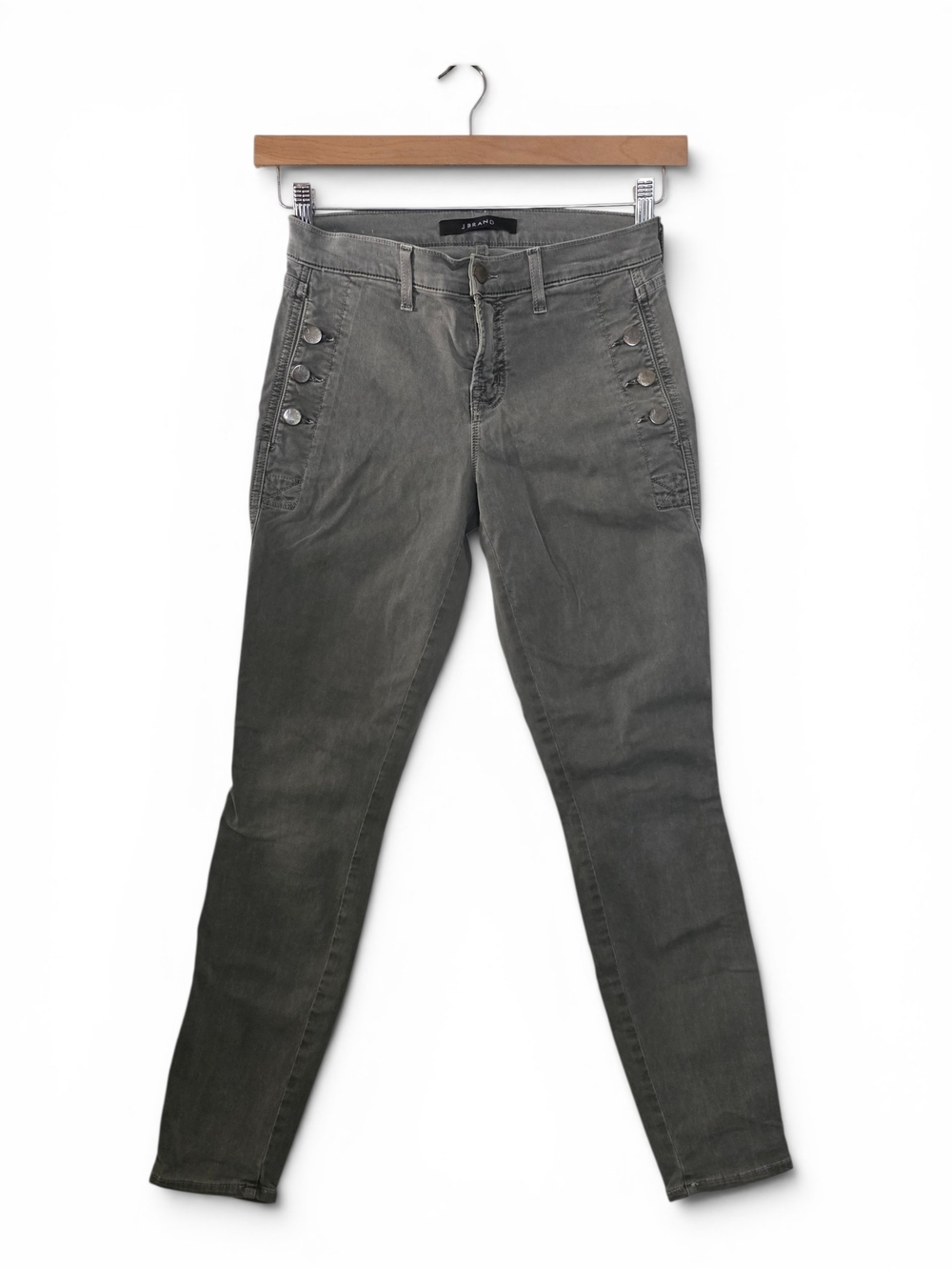 J Brand Zion Distressed Skinny Jeans Silver Fox Gray Size 25
